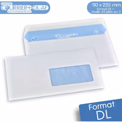 Format 110 x 220 mm type DL avec FEN?RE pour feuille A4 pli?en 3 Gamme COURRIER+ : Fabrication fran?se en circuit court, excl ...