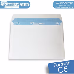 Format 162 x 229 mm type C5 pour feuille A4 pli?en 2 Gamme COURRIER+ : Fabrication fran?se en circuit court, exclusivement po ...