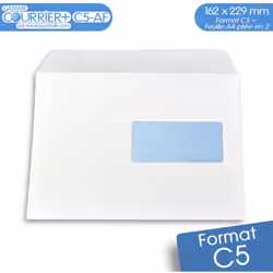 Format 162 x 229 mm type C5 pour feuille A4 pli?en 2 Gamme COURRIER+ : Fabrication fran?se en circuit court, exclusivement po ...