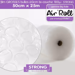 - Film bulles d'air poly?yl? bi-couche 100 microns - Bulles de diam?e 30 mm , d'?isseur 12 mm - Longueur 25 m - Largeur 50 cm ...