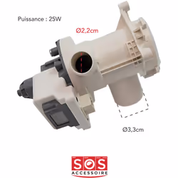 Pompe de vidange compatible pour lave-linge BEKO, ESSENTIEL B, ALTUS, FAR, CONTINENTAL EDISON, GRUNDIG, BLOMBERG, BLUESKY, FU ...