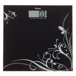 Harper PEARL_BLK, Pèse-personne électronique, 150 kg, 100 g, Noir, Carré, Verre