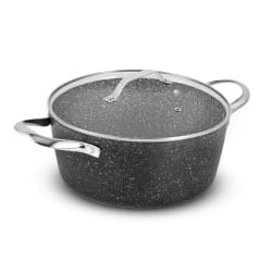 Faitout Aluminium Forge 24cm 4.1l Effet Pierre Couvercle Verre Tfi Hight_ft24tfi Durand Dupont
