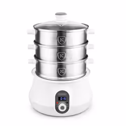 Kitchencook - Cuiseur Vapeur Et Couscoussier électrique - 9 Litres - 900w - Cuisson Programmable - Ecran Led - Maintien Au Ch ...