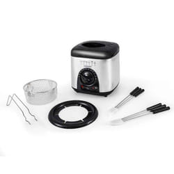 Kitchencook - Friteuse électrique 1l 2en1  - Avec Service à Fondue - Couvercle Avec Fenêtre - Revêtement Antiadhésif