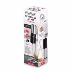 Kitchen Cook KFOAM Mousseur et réchauffeur de lait Électrique portatif Noir, Acier inoxydable