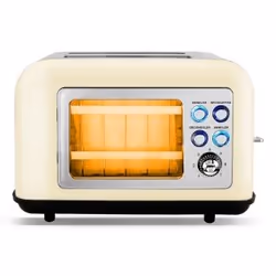 Kitchen Cook TOASTEO GLASS BEIGE, 2 part(s), Beige, Acier inoxydable, Métal, Verre trempé, Boutons, Rotatif, 800 W, 1 m