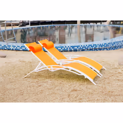 Concept Usine Bahia chaise de plage Orange, Blanc