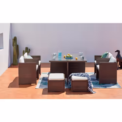 Concept Usine Miami 8 ensemble de meubles de jardin Marron, Blanc