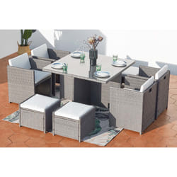Concept Usine Miami 8 ensemble de meubles de jardin Gris, Blanc