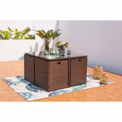 Concept Usine Miami 4 ensemble de meubles de jardin Marron, Blanc