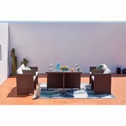 Concept Usine Miami 4 ensemble de meubles de jardin Marron, Blanc