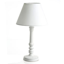 Atmosphera - Lampe Bois - H. 36 cm - Blanc