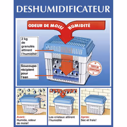 Protège murs, meubles, auto de l'humidité, des moisissures et odeurs désagréables. FICHE TECHNIQUE - Recharge pour déshumific ...