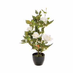 Atmosphera - Rosier artificiel en pot - H. 50 cm - Blanc