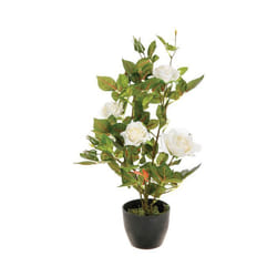 Atmosphera - Rosier artificiel en pot - H. 50 cm - Blanc