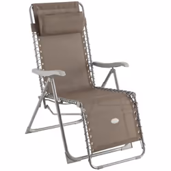 FICHE TECHNIQUE - Fauteuil relax en acier traité époxy, polyester et PVC. - Toile en texaline. - Position assise ou allongée. ...