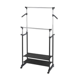 Penderie double portant mobile - H. 117/169 cm