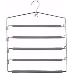Rangez sans froisser vos pantalons ou jupes et optimisez un gain de place dans votre armoire grâce à ce cintre à cinq barres  ...