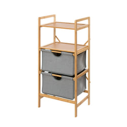 Etagère de salle de bain en bambou 2 Tiroirs - H. 96 cm - Gris