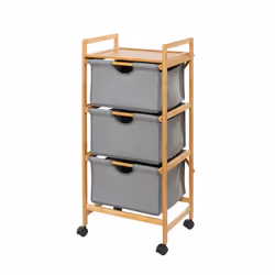 Etagère de salle de bain en bambou 3 Tiroirs - H. 96 cm - Gris