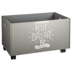 Atmosphera Kids - Coffre de rangement à roulettes Kids - 48 x 28 cm - Gris
