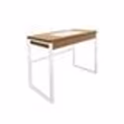 The Home Deco Factory - Bureau en métal et MDF - L. 100 x H. 74 cm - Blanc et Beige