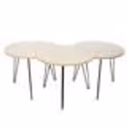 The Home Deco Factory - 3 Tables Basses Modulable en Métal et MDF- Beige et Blanc