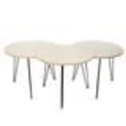 The Home Deco Factory - 3 Tables Basses Modulable en Métal et MDF- Beige et Blanc