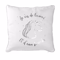 The Home Deco Factory - Coussin Licorne - 40 x 40 cm - Argent