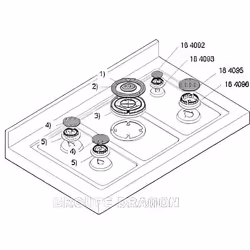 Chapeau de bruleur pour cuisinière BOSCH B/S/H HSW195AEU/02 - Pièce dorigine Constructeur