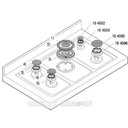 Chapeau de bruleur pour cuisinière BOSCH B/S/H HSW195AEU/02 - Pièce dorigine Constructeur