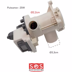 Pompe de vidange compatible pour lave-linge BEKO, ESSENTIEL B, ALTUS, FAR, CONTINENTAL EDISON, GRUNDIG, BLOMBERG, BLUESKY, FU ...
