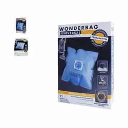 Lot de 5 sacs à poussière pour Aspirateur. Référence de la pièce : WB406120, Marque : ROWENTA. Couleur de la pièce : Bleu.