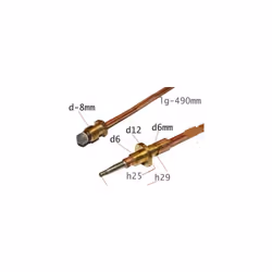 Thermocouple longueur 490mm pour Plaque de cuisson. Référence de la pièce : 76X7187, Marque : DE DIETRICH.