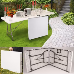 IDMARKET Table de camping pliante Mixte  - 8 personnes - 180 cm - Blanc
