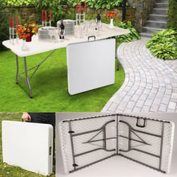 IDMARKET Table de camping pliante Mixte  - 8 personnes - 180 cm - Blanc
