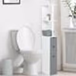 IDMARKET Meuble WC étagère bois WILLY 3 portes blanc et gris
