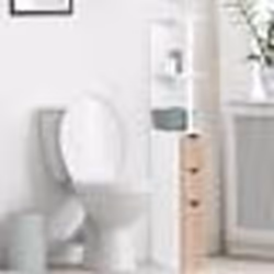 IDMARKET Meuble WC étagère bois WILLY 3 portes blanc et hêtre