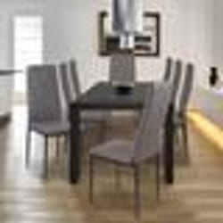IDMARKET Lot de 6 chaises ROMANE grises pour salle à manger