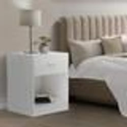 IDMARKET Lot de 2 tables de chevet OLGA 1 tiroir avec niche bois blanc