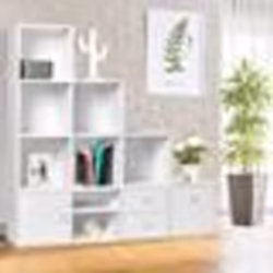 IDMARKET Meuble de rangement en escalier LIAM 4 niveaux bois blanc avec porte et tiroirs