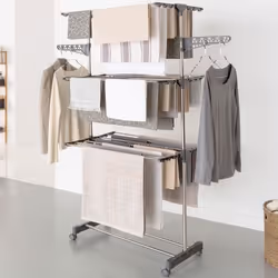 Séchoir à linge inox MAXIMA gris étendoir pliable
