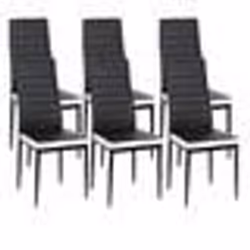 IDMARKET Lot de 6 chaises ROMANE noires bandeau blanc pour salle à manger