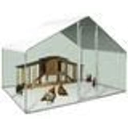 IDMARKET Enclos poulailler 6 m² parc grillagé 3x2 M acier galvanisé