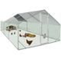 IDMARKET Enclos poulailler 18 m² parc grillagé 6x3 M acier galvanisé