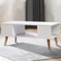 IDMARKET Table basse rectangulaire EFFIE scandinave bois blanc