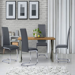 IDMARKET Lot de 4 chaises de salle à manger MIA pieds chromés gris