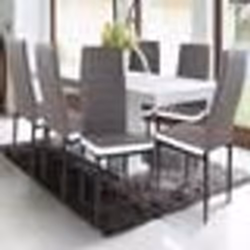 IDMARKET Lot de 6 chaises ROMANE grises bandeau blanc pour salle à manger