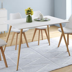 Table à manger rectangle fixe - IDMARKET - SARA - Blanc - 6 personnes - 120 cm